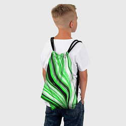 Рюкзак-мешок Волнистые вертикальные чёрно-зелёные полосы, цвет: 3D-принт — фото 2