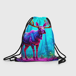 Рюкзак-мешок Лось в сереневом свете, цвет: 3D-принт