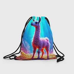 Рюкзак-мешок Лама в неоновых лучах, цвет: 3D-принт