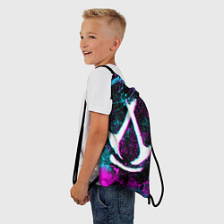 Рюкзак-мешок Assassins creed shadows - neon color, цвет: 3D-принт — фото 2