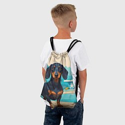 Рюкзак-мешок Такса и пальма, цвет: 3D-принт — фото 2