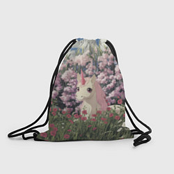 Рюкзак-мешок Единорог на фоне сирени, цвет: 3D-принт