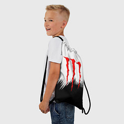 Рюкзак-мешок Monster energy чёрно белые краски, цвет: 3D-принт — фото 2