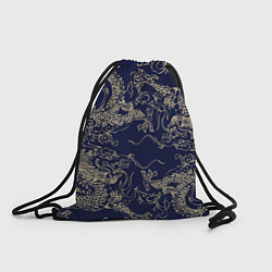 Рюкзак-мешок Золотые драконы на синем, цвет: 3D-принт