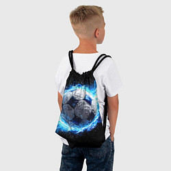 Рюкзак-мешок Футбольный мяч в синем пламени, цвет: 3D-принт — фото 2