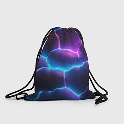 Рюкзак-мешок Синие и фиолетовые молнии в разломе, цвет: 3D-принт