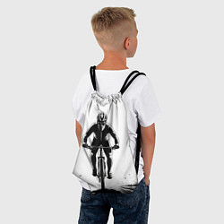 Рюкзак-мешок Велосипедист чб, цвет: 3D-принт — фото 2