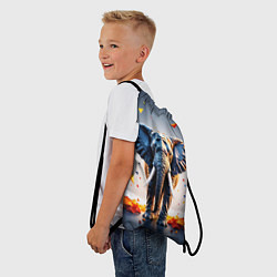 Рюкзак-мешок Геометрический слон и цветные полигоны, цвет: 3D-принт — фото 2