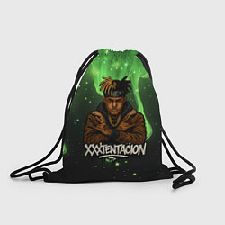 Рюкзак-мешок XXXTentacion на фоне зеленой краски, цвет: 3D-принт