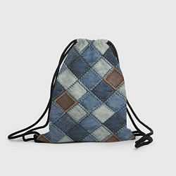 Рюкзак-мешок Джинсовый пэчворк ромбовый узор, цвет: 3D-принт
