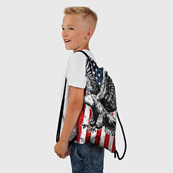 Рюкзак-мешок Орел на фоне американского флага USA, цвет: 3D-принт — фото 2