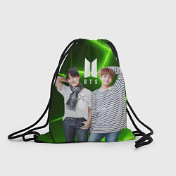 Рюкзак-мешок BTS зеленые неоновые плиты, цвет: 3D-принт