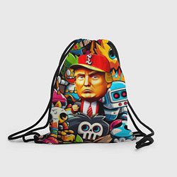 Рюкзак-мешок Дональд Трамп в компании мультяшных персонажей, цвет: 3D-принт