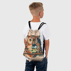 Рюкзак-мешок Сова разделенная на день и ночь абстракция, цвет: 3D-принт — фото 2