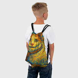 Рюкзак-мешок Кот-мем бу в стиле Ван Гога, цвет: 3D-принт — фото 2