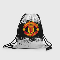 Рюкзак-мешок Манчестер Юнайтед черно белые краски лого, цвет: 3D-принт