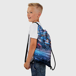 Рюкзак-мешок Новогодний двор в блестках, цвет: 3D-принт — фото 2