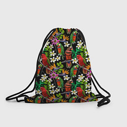 Рюкзак-мешок Попугаи в цветах, цвет: 3D-принт