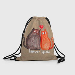 Рюкзак-мешок Влюбленные котики, цвет: 3D-принт