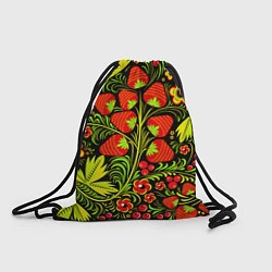 Рюкзак-мешок Хохлома: земляника, цвет: 3D-принт