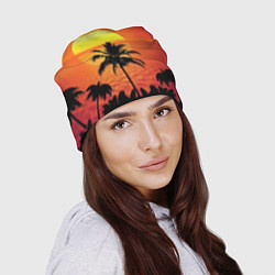 Шапка Пальмы на фоне моря, цвет: 3D-принт — фото 2