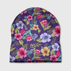 Шапка Весенний букет из цветов, цвет: 3D-принт