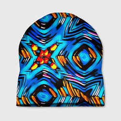 Шапка Желто-синий абстрактный узор, цвет: 3D-принт