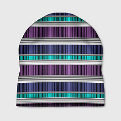 Шапка Бирюзово-сиреневый полосатый