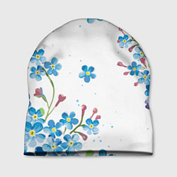 Шапка Букет голубых цветов, цвет: 3D-принт
