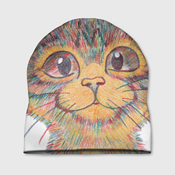 Шапка A 018 Цветной кот, цвет: 3D-принт