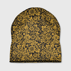 Шапка Золотые Цветы хохлома, цвет: 3D-принт