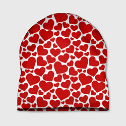 Шапка Красные Сердечки LOVE