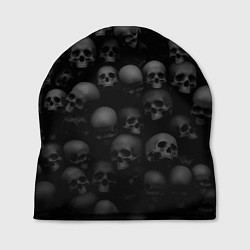 Шапка Черепа на черном фоне паттерн, цвет: 3D-принт