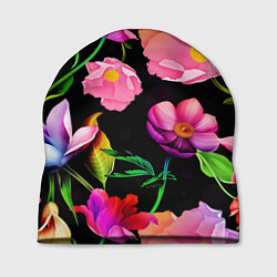 Шапка Цветочный узор Floral pattern, цвет: 3D-принт