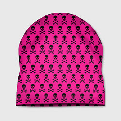 Шапка Розовый фон с черепами паттерн, цвет: 3D-принт