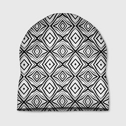 Шапка Черно-белый абстрактный узор ромбы, цвет: 3D-принт