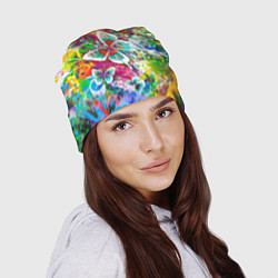 Шапка Яркое безумие Бабочки, кляксы, граффити, цвет: 3D-принт — фото 2