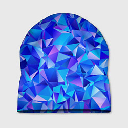 Шапка СИНЕ-ГОЛУБЫЕ полигональные кристаллы, цвет: 3D-принт