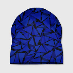 Шапка Синие треугольники-геометрический узор