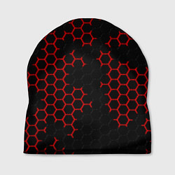 Шапка НАНОКОСТЮМ Black and Red Hexagon Гексагоны, цвет: 3D-принт