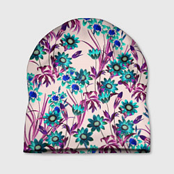Шапка Цветы Летние Фиолетовые Рудбеки, цвет: 3D-принт
