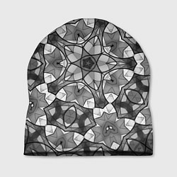 Шапка Черно-белый геометрический мозаичный узор