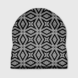 Шапка Черно-белый узор геометрический ромбы, цвет: 3D-принт
