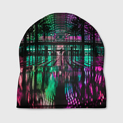 Шапка Неоновое здание ночью - Розовый, цвет: 3D-принт
