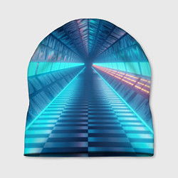 Шапка Неоновый коридор лаборатории - Синий, цвет: 3D-принт