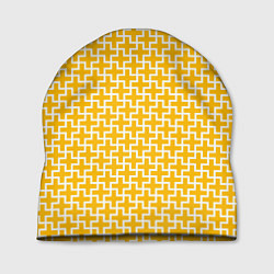 Шапка Белые крестики на желтом фоне, цвет: 3D-принт