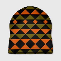 Шапка Геометрический узор черно-оранжевые фигуры, цвет: 3D-принт
