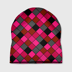 Шапка Розово-красный геометрический узор, цвет: 3D-принт