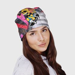 Шапка Скейтер Барт Симпсон на фоне стены с граффити, цвет: 3D-принт — фото 2