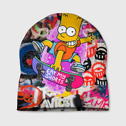 Шапка Скейтбордист Барт Симпсон на фоне стены с граффити, цвет: 3D-принт
